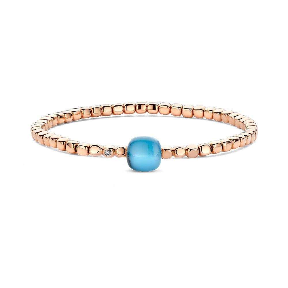 Bigli Mini Sweety Blue Topaz and Turquoise 18ct Rose Gold and Diamond Bracelet BIG-086 Image 1