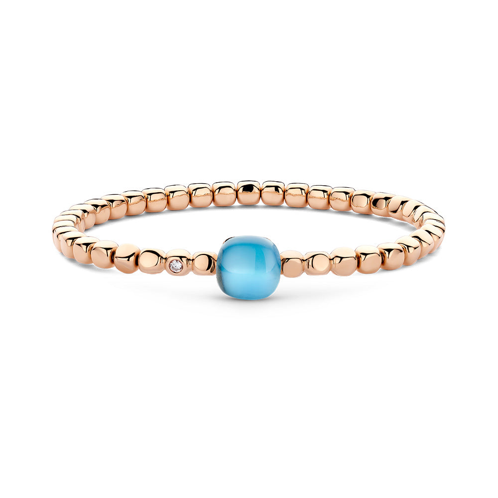 Bigli Mini Sweety Blue Topaz and Turquoise 18ct Rose Gold and Diamond Bracelet BIG-101 Image 1