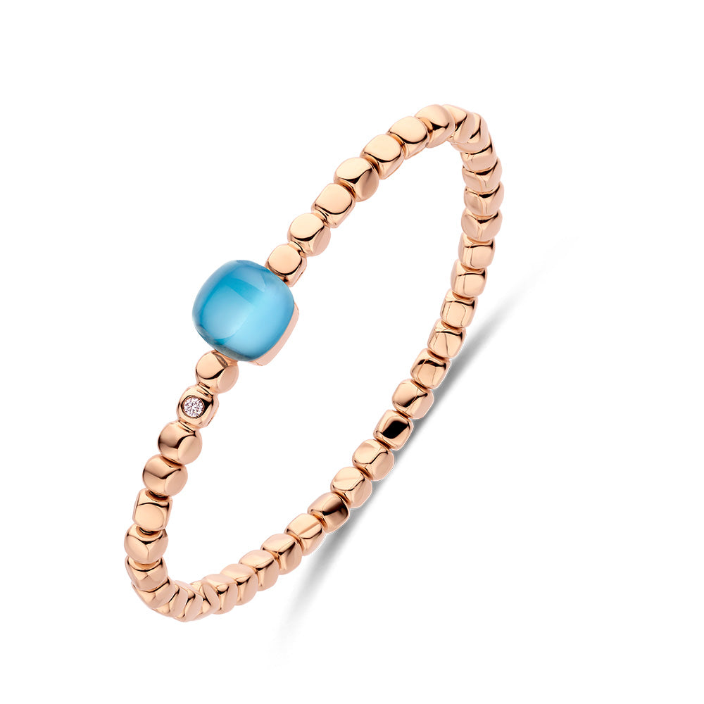 Bigli Mini Sweety Blue Topaz and Turquoise 18ct Rose Gold and Diamond Bracelet BIG-101 Image 2
