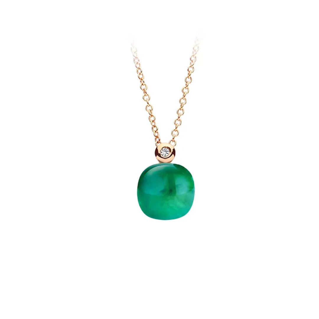 Bigli Mini Sweety Emerald and Mother of Pearl 18ct Rose Gold Diamond Pendant BIG-115 Image 1