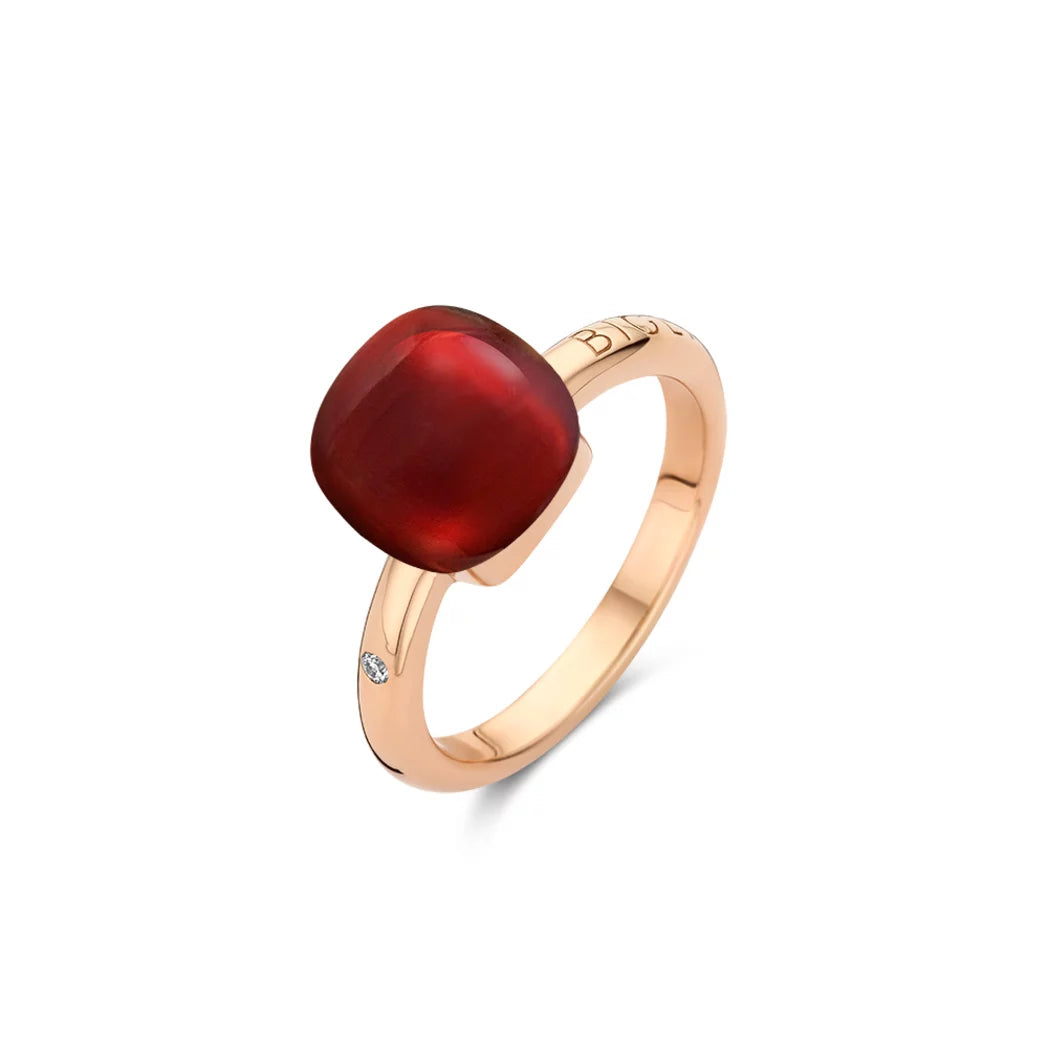 Bigli Mini Sweety Garnet and Mother of Pearl 18ct Rose Gold Diamond Ring BIG-139 Image 1