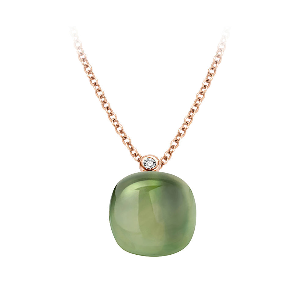 Bigli Mini Sweety Green Aventurine and Lemon Quartz 18ct Rose Gold Diamond Pendant BIG-111 Image 1