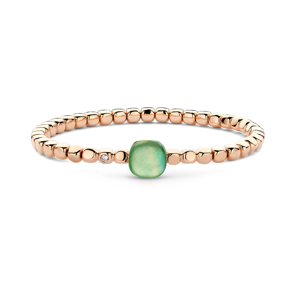 Bigli Mini Sweety Green Aventurine and Mother of Pearl 18ct Rose Gold and Diamond Bracelet BIG-104 Image 1