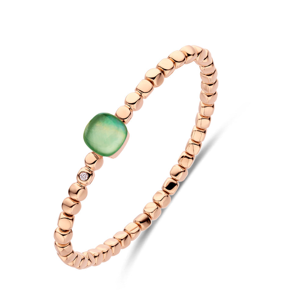 Bigli Mini Sweety Green Aventurine and Mother of Pearl 18ct Rose Gold and Diamond Bracelet BIG-104 Image 2