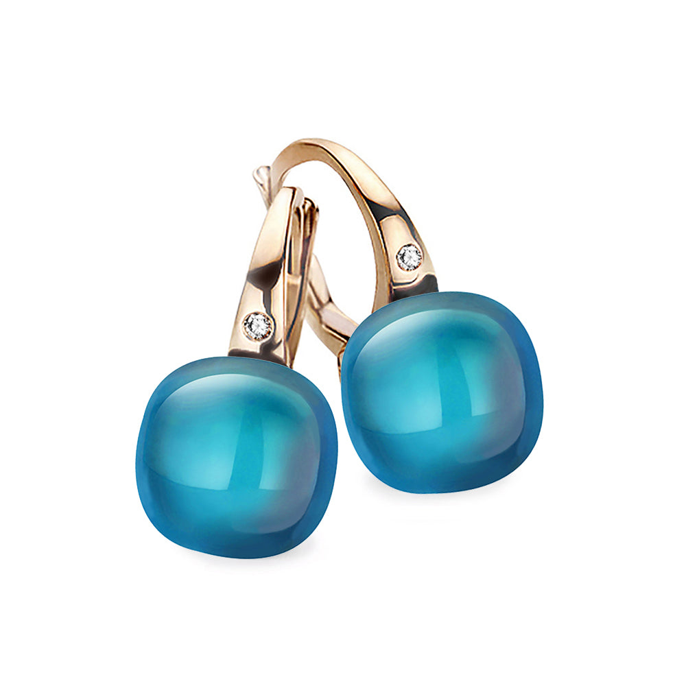 Bigli Mini Sweety London Blue Topaz 18ct Rose Gold Diamond Earrings BIG-122 Image 1
