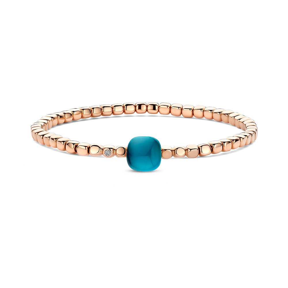 Bigli Mini Sweety London Blue Topaz and Mother of Pearl 18ct Rose Gold and Diamond Bracelet BIG-095 Image 1