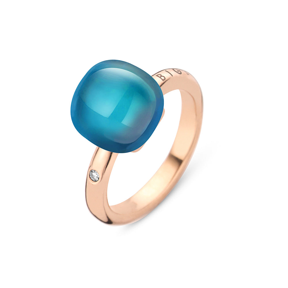 Bigli Mini Sweety London Blue Topaz and Mother of Pearl 18ct Rose Gold Diamond Ring BIG-141 Image 1