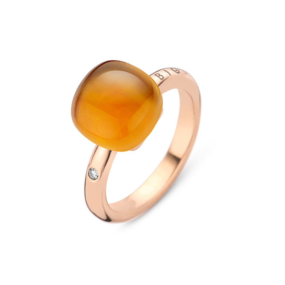 Bigli Mini Sweety Madeira Citrine and Mother of Pearl 18ct Rose Gold Diamond Ring BIG-143 Image 1