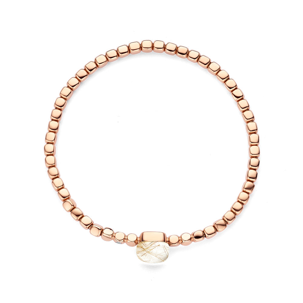 Bigli Mini Sweety Pink Quartz and Mother of Pearl 18ct Rose Gold and Diamond Bracelet BIG-098 Image 3