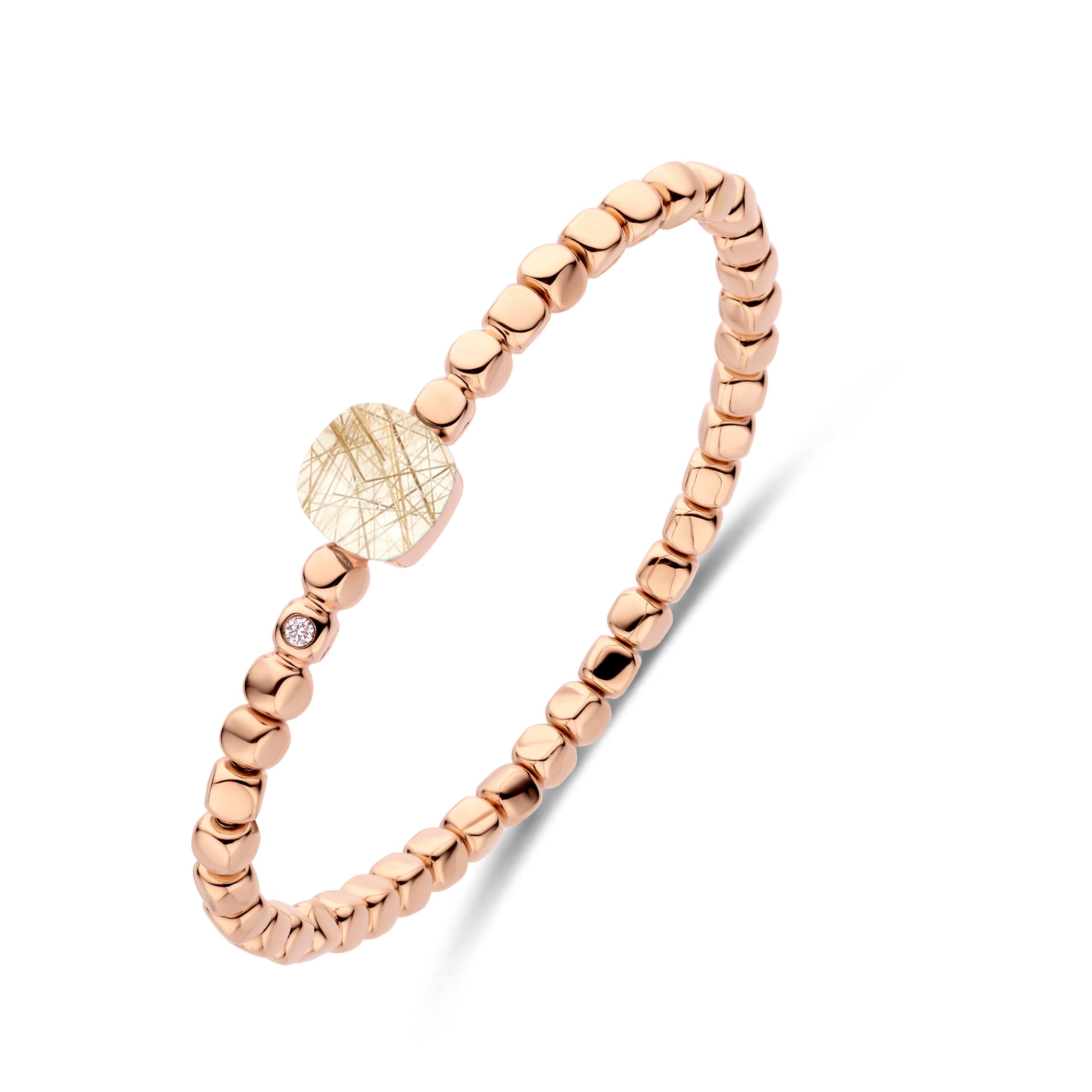 Bigli Mini Sweety Rutile Quartz and Mother Of Pearl 18ct Rose Gold and Diamond Bracelet BIG-107 Image 2