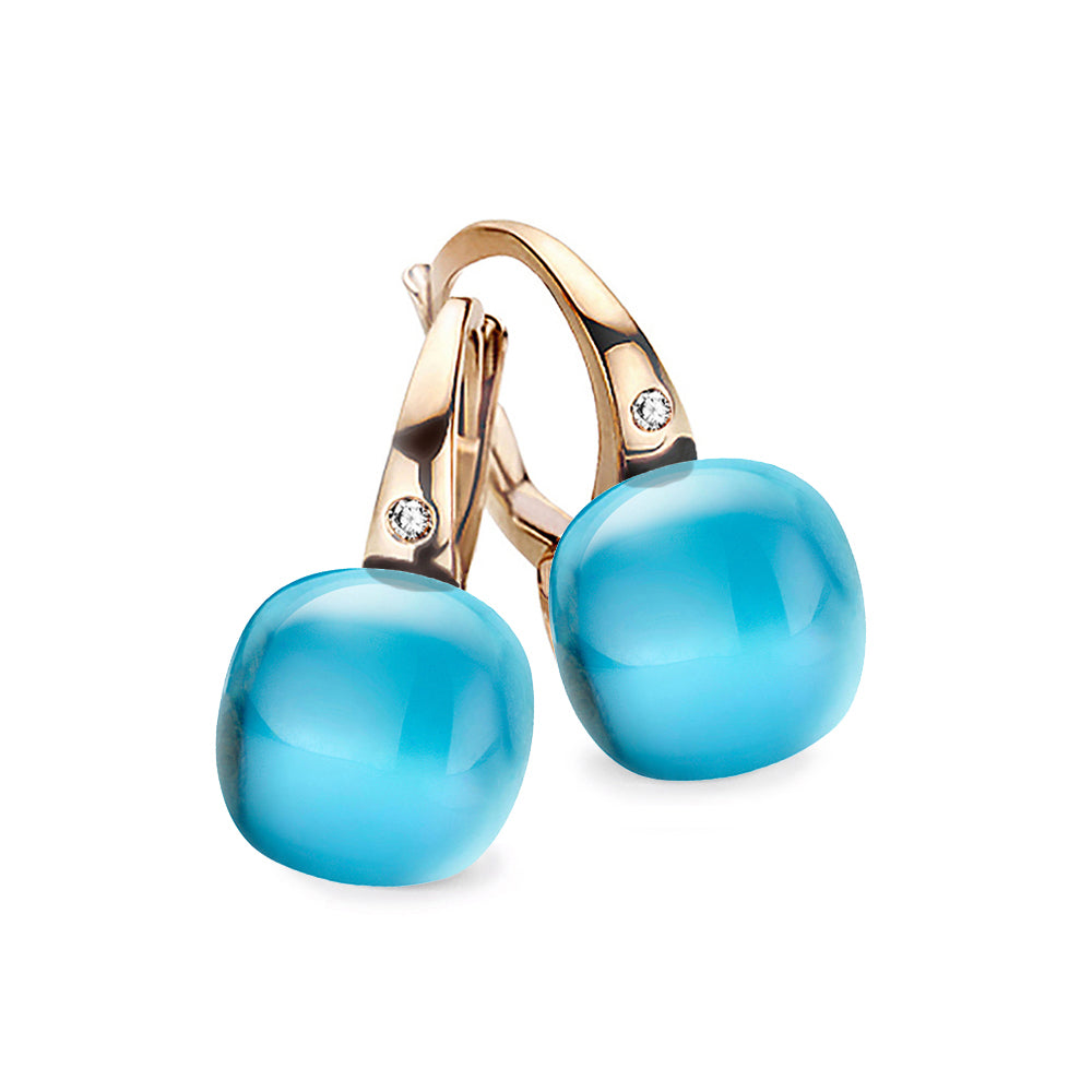 Bigli Mini Sweety Turquoise and Blue Topaz 18ct Rose Gold Diamond Earrings BIG-118 Image 1