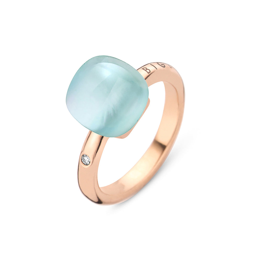 Bigli Mini Sweety Turquoise and Rock Crystal 18ct Rose Gold Diamond Ring BIG-135 Image 1
