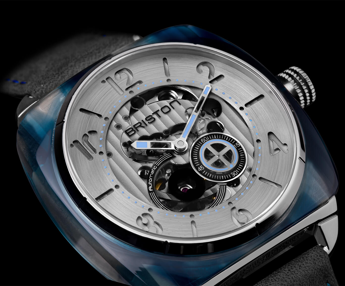 Briston Watch Streamliner Skeleton Blue Acetate 201042.SA.BL.2.B Image 2