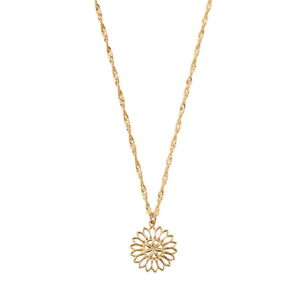 Chlobo Boho Luxe Gold Plated Twisted Rope Chain Flower Mandala Necklace CBO-542 Image 1