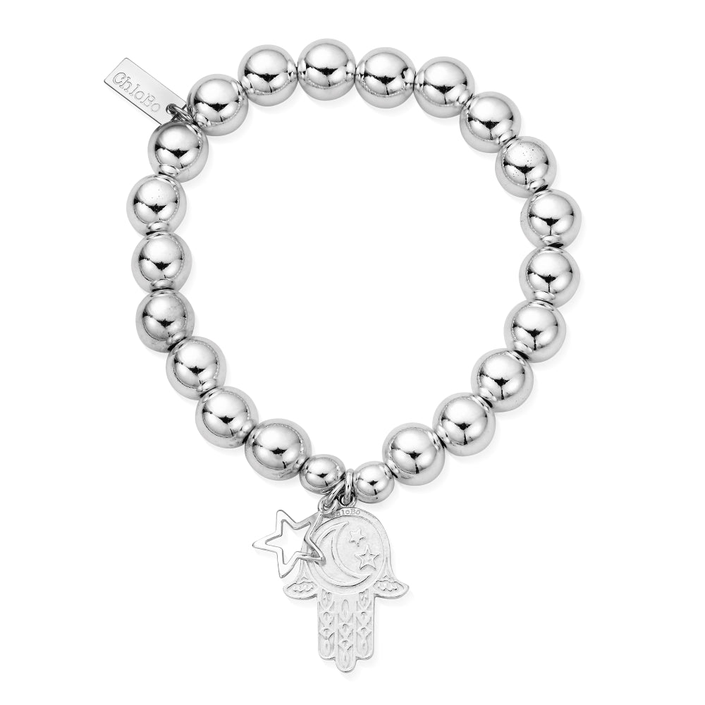 Chlobo Boho Luxe Medium Ball Moon and Star Hamsa Hand Bracelet CBO-616 Image 1