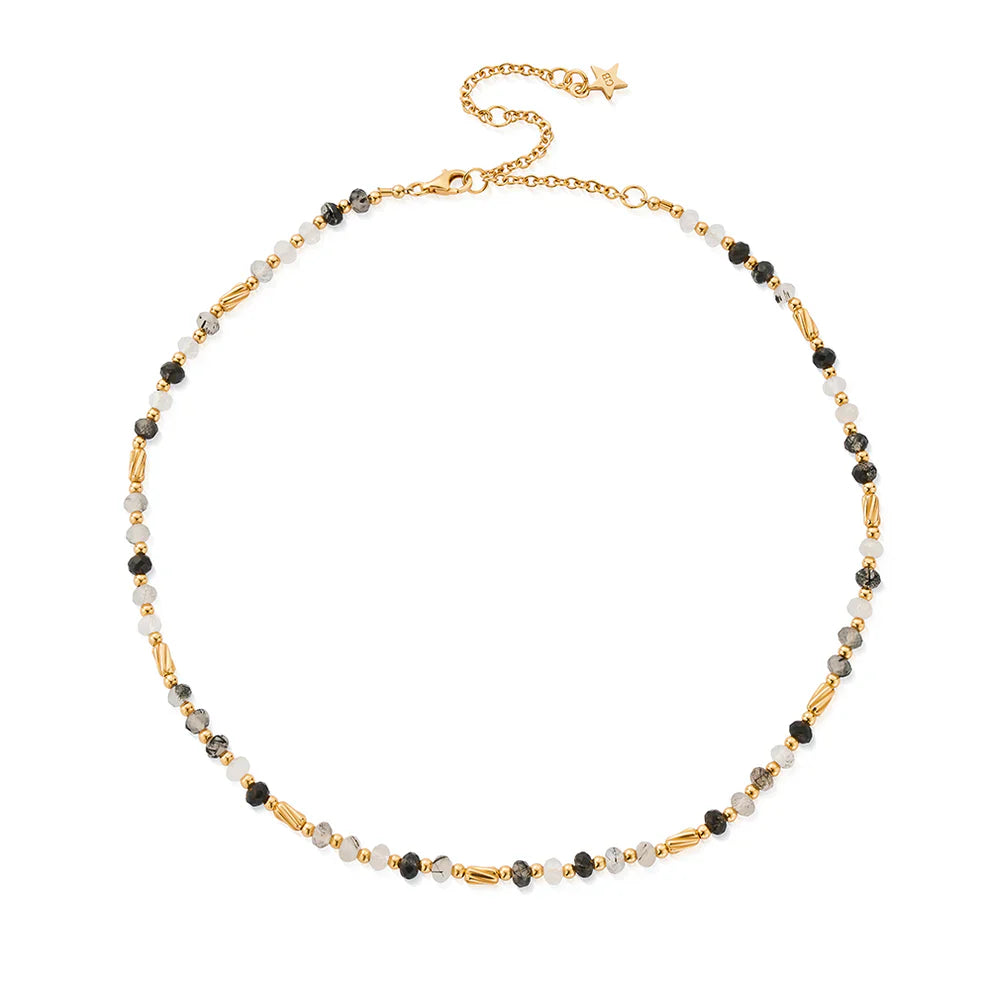 Chlobo Gold Plated Aura Strengthening Black Rutilated Quartz Necklace CBO-677 Image 1