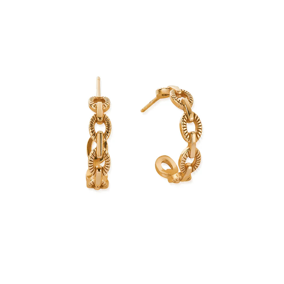 Chlobo Gold Plated Figaro Chain Huggie Hoops CBO-683 Image 1