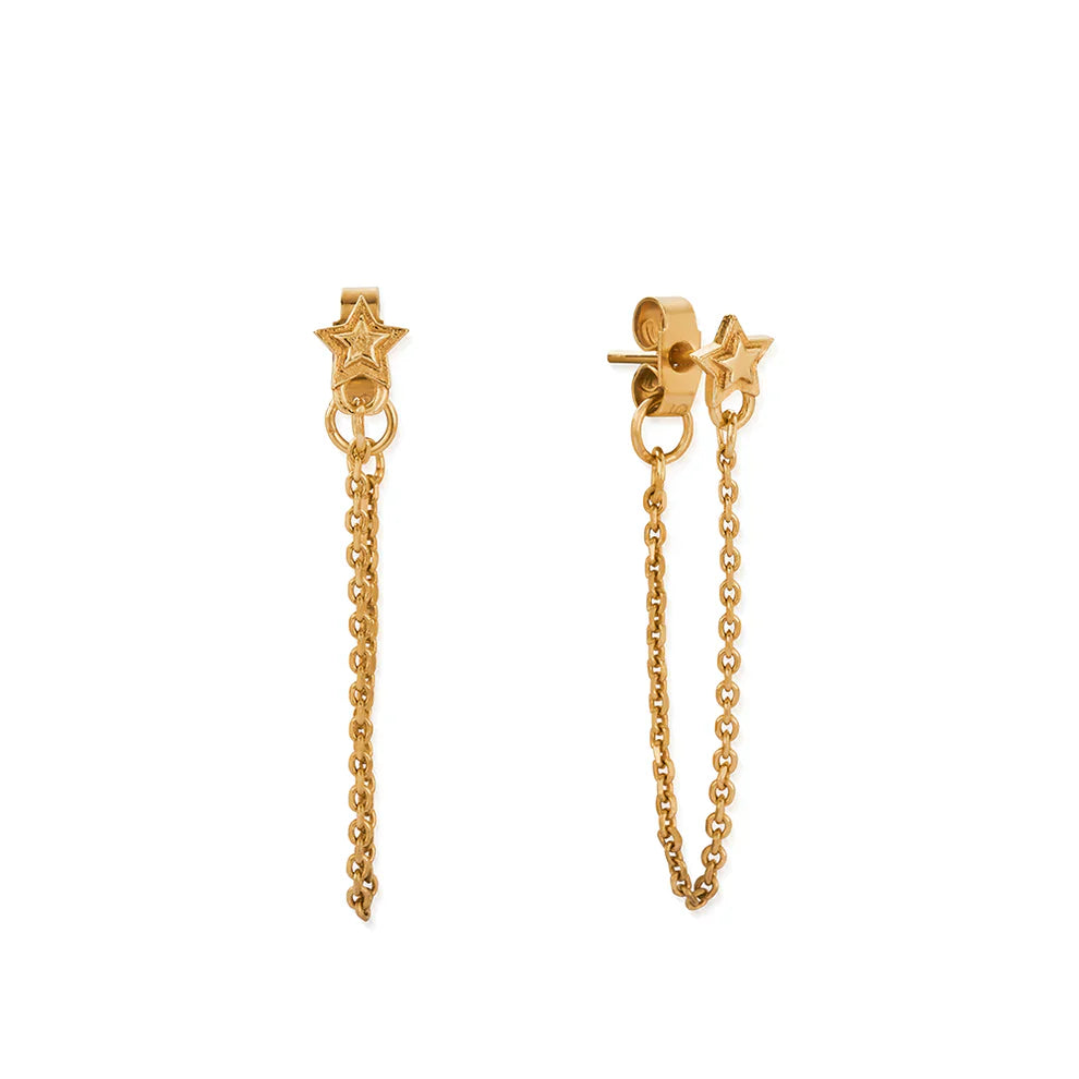 Chlobo Gold Plated Radiant Essence Chain Stud Earrings CBO-682 Image 1