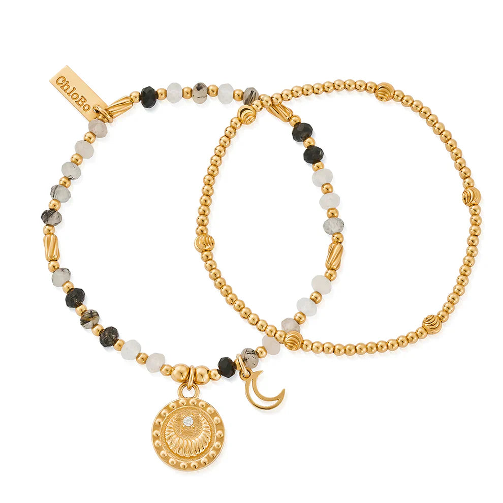 Chlobo Gold Plated Rising Woman Black Rutilated Quartz Set Of 2 CBO-674 Image 1