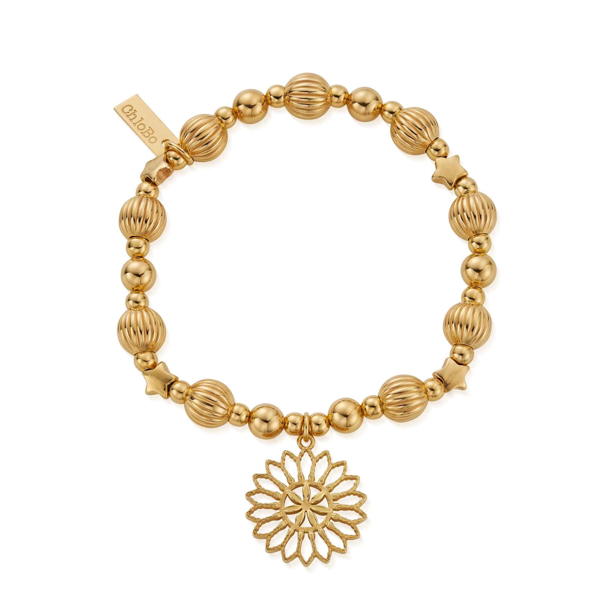 ChloBo Gold Plated Sterling Silver Blossoming Sunrise Bracelet CBO-478 Image 1