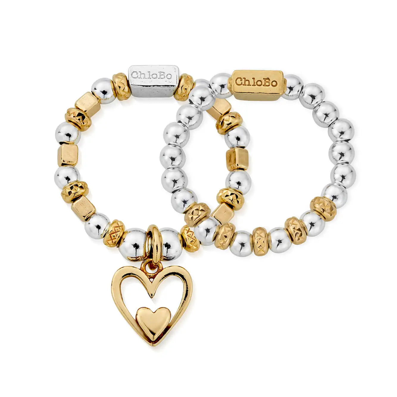 ChloBo Gold Plated Sterling Silver Inner Love Set of Two Rings CBO-439/S Image 1