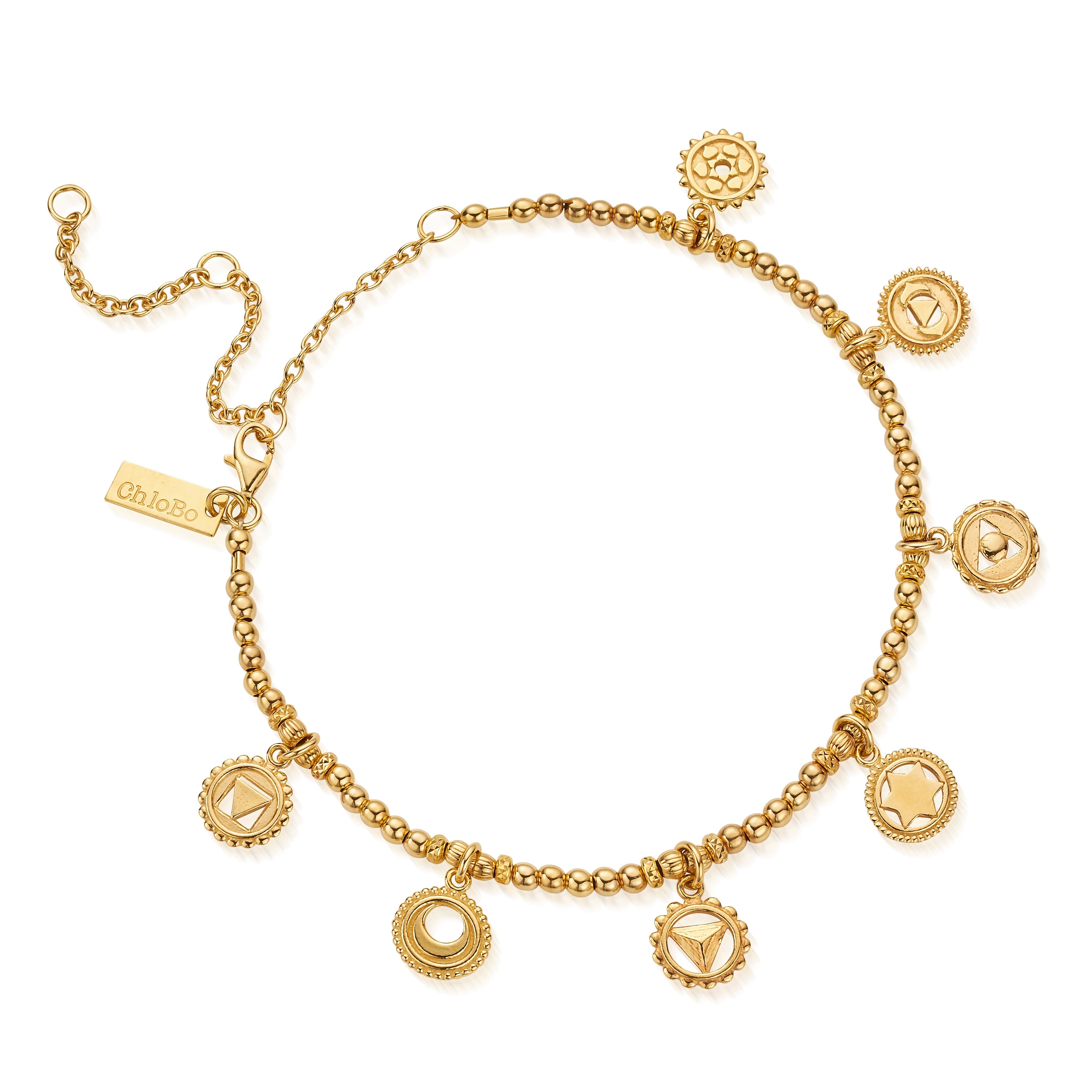 ChloBo Gold Plated Sterling Silver Positive Vibes Anklet CBO-502 Image 1