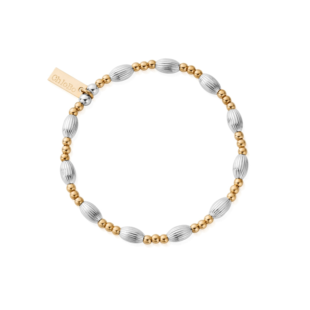 Chlobo Mixed Metal Gold Plated and Silver Corrugated Oval Bracelet CBO-627 Image 1