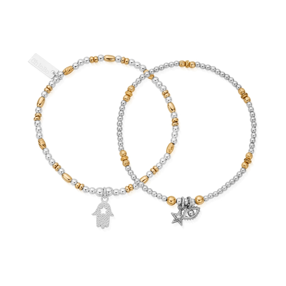 Chlobo Mixed Metal Gold Plated and Silver Protection Set of 2 Bracelets CBO-573 Image 1