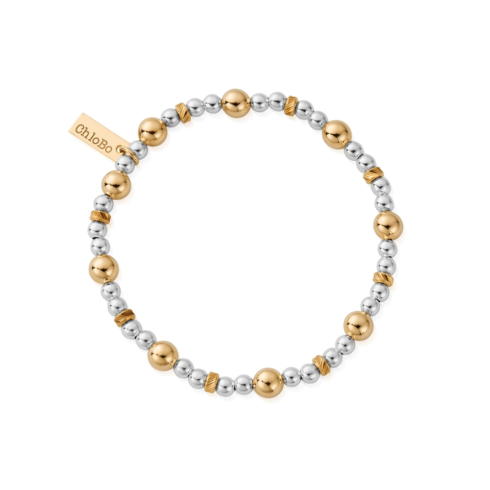 Chlobo Mixed Metal Gold Plated and Silver Sparkle Ball Bracelet CBO-631 Image 1