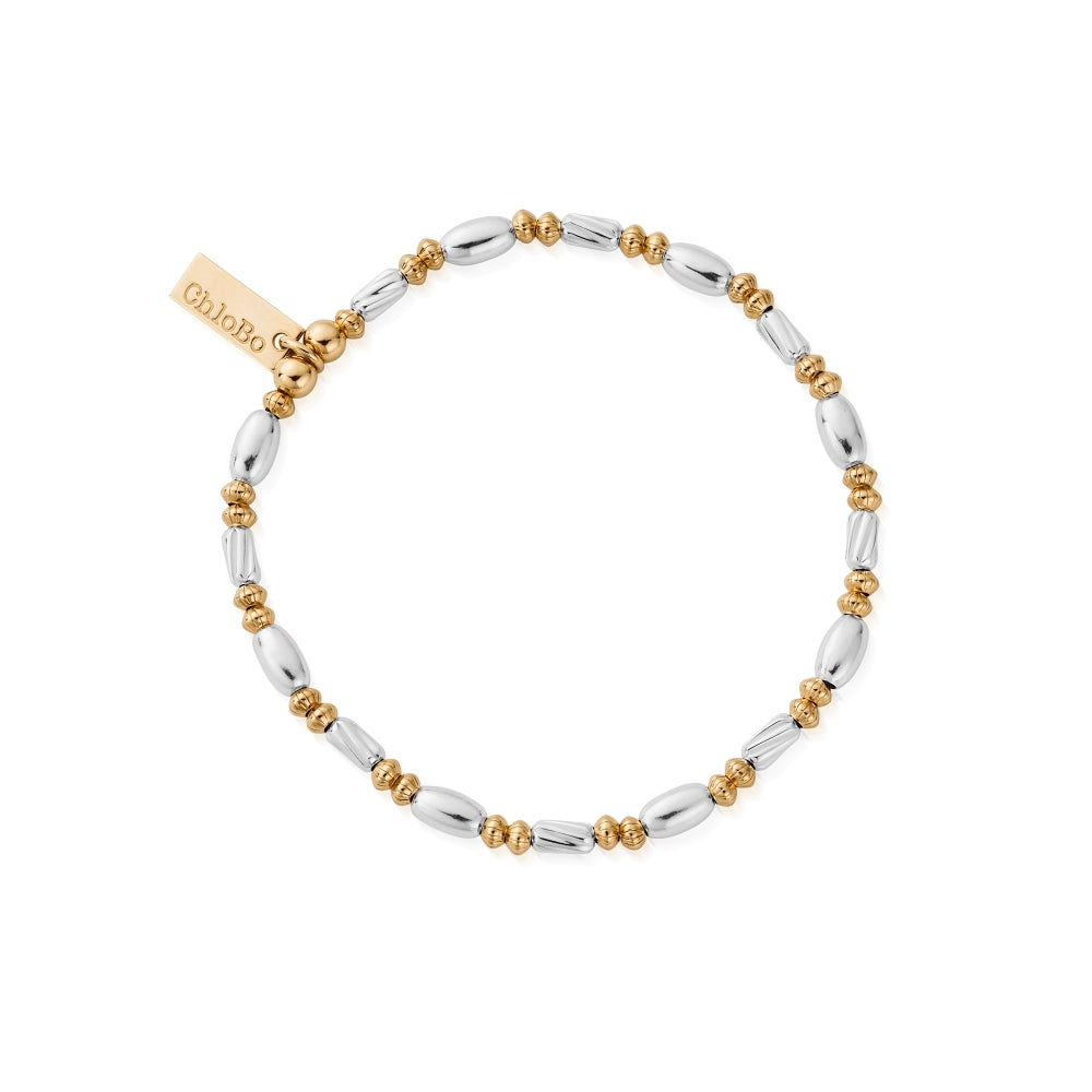 Chlobo Mixed Metal Gold Plated and Silver Twisted Oval Bracelet CBO-625 Image 1