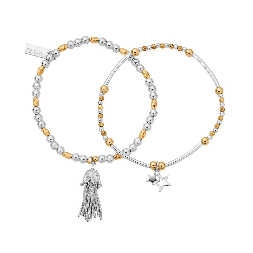 Chlobo Mixed Metal Gold Plated and Silver Wishful Set of 2 Bracelets CBO-575 Image 1