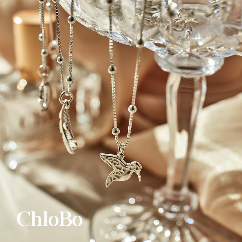 ChloBo Sterling Silver Bobble Chain Hummingbird Necklace CBO-103 Image 3