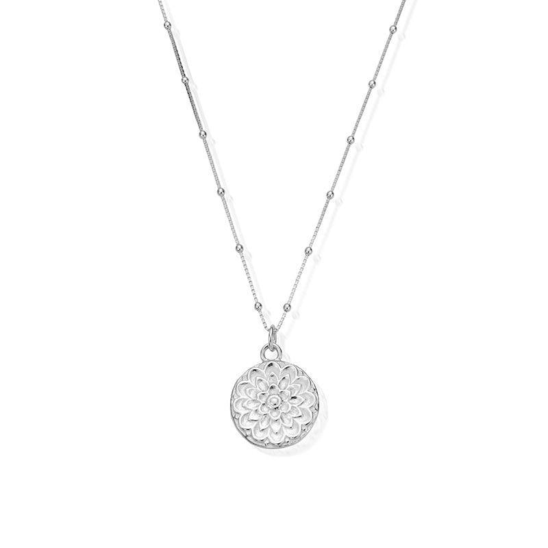 ChloBo Sterling Silver Bobble Chain Moon Flower Necklace CBO-104 Image 1