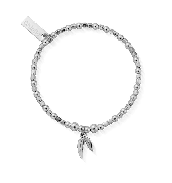 ChloBo Sterling Silver Childrens Mini Cube Double Feather Bracelet CBO-233 Image 1