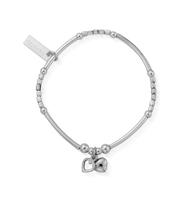 ChloBo Sterling Silver Childrens Mini Noodle Cube Double Heart Charm Bracelet CBO-232 Image 1