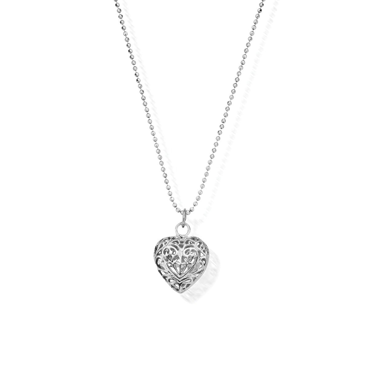 ChloBo Sterling Silver Diamond Cut Chain With Filigree Heart Pendant CBO-195 Image 1