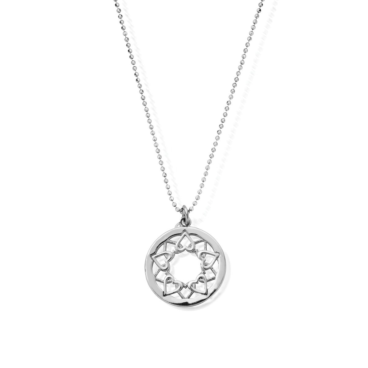 ChloBo Sterling Silver Diamond Cut Chain With Heart Mandala Pendant CBO-196 Image 1