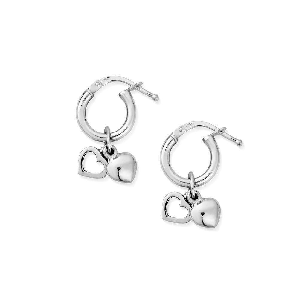 ChloBo Sterling Silver Double Heart Small Hoop Earrings CBO-189 Image 1
