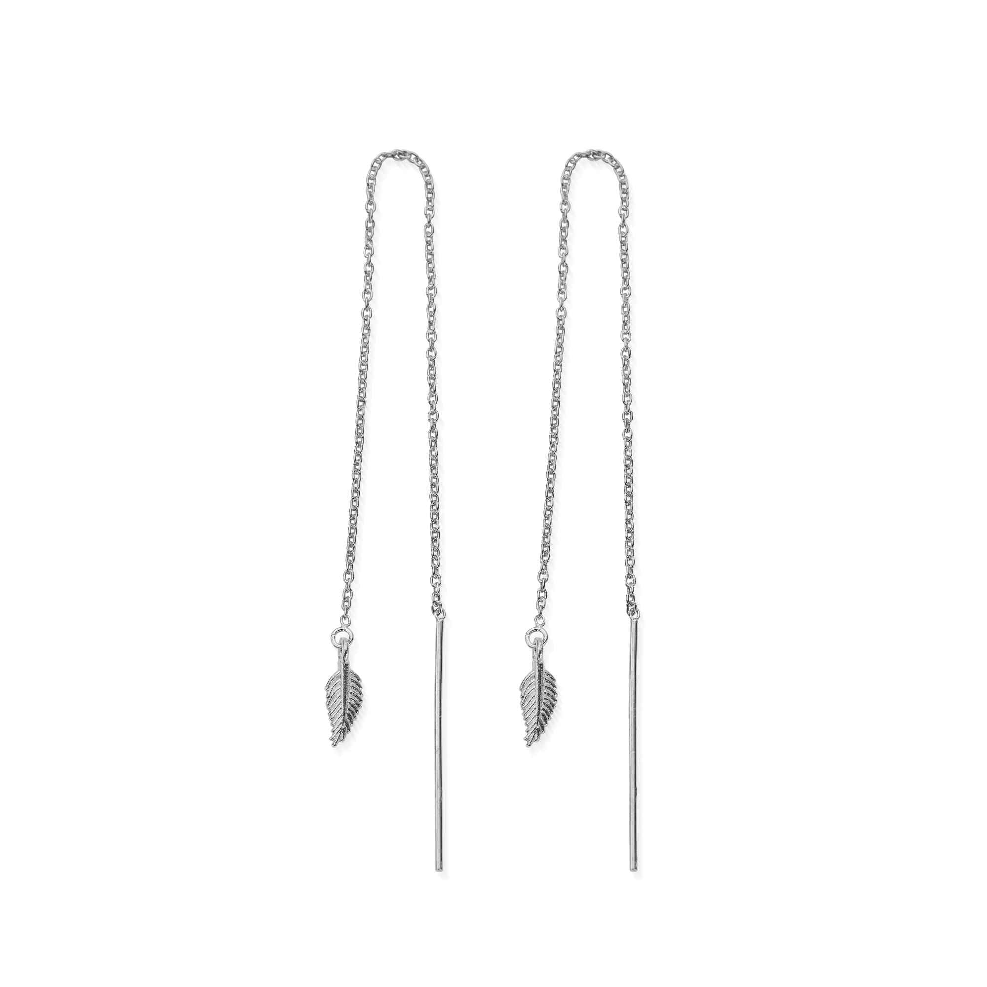 ChloBo Sterling Silver Feather Of Courage Pull Through Earrings CBO-523 Image 1