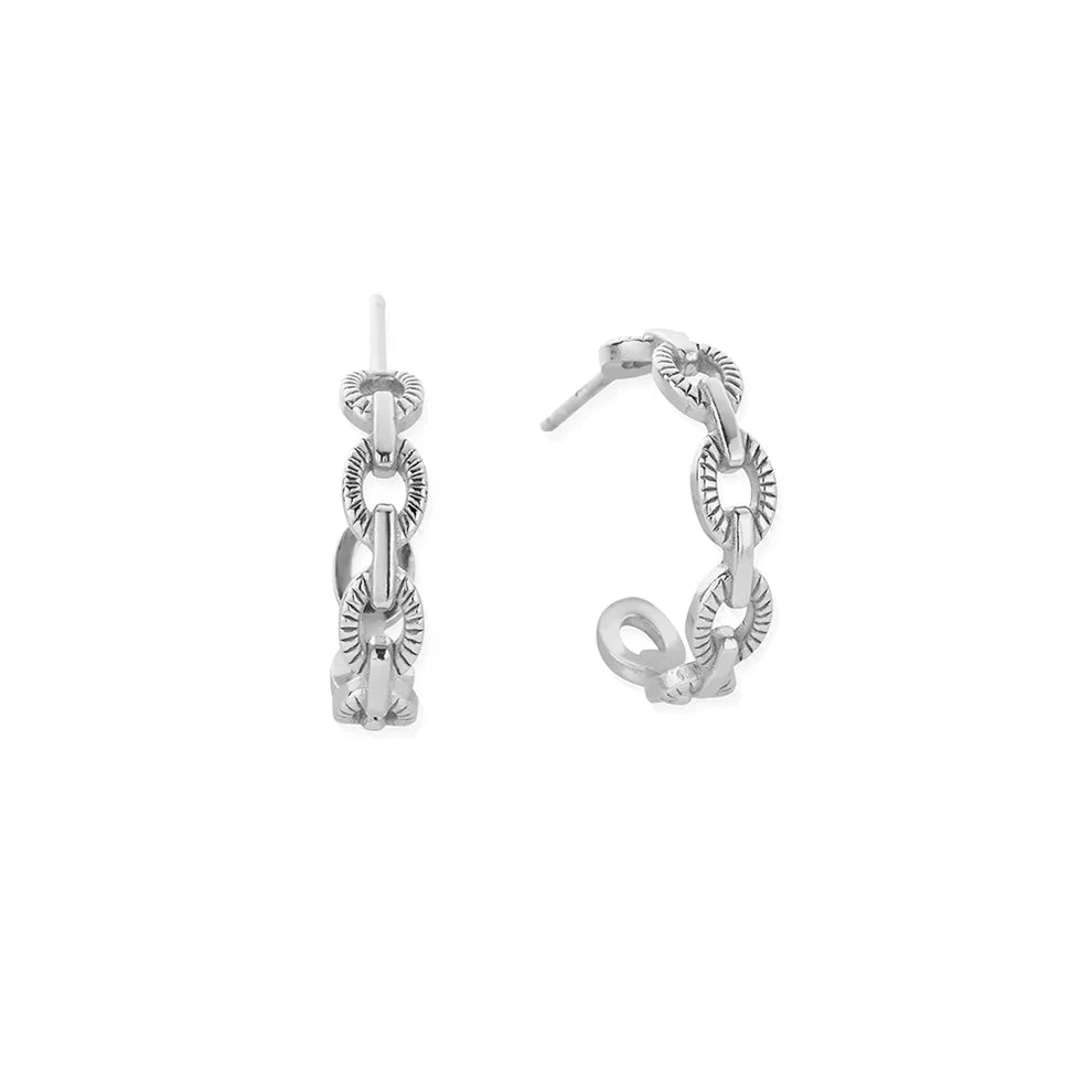 Chlobo Sterling Silver Figaro Chain Huggie Hoops CBO-662 Image 1