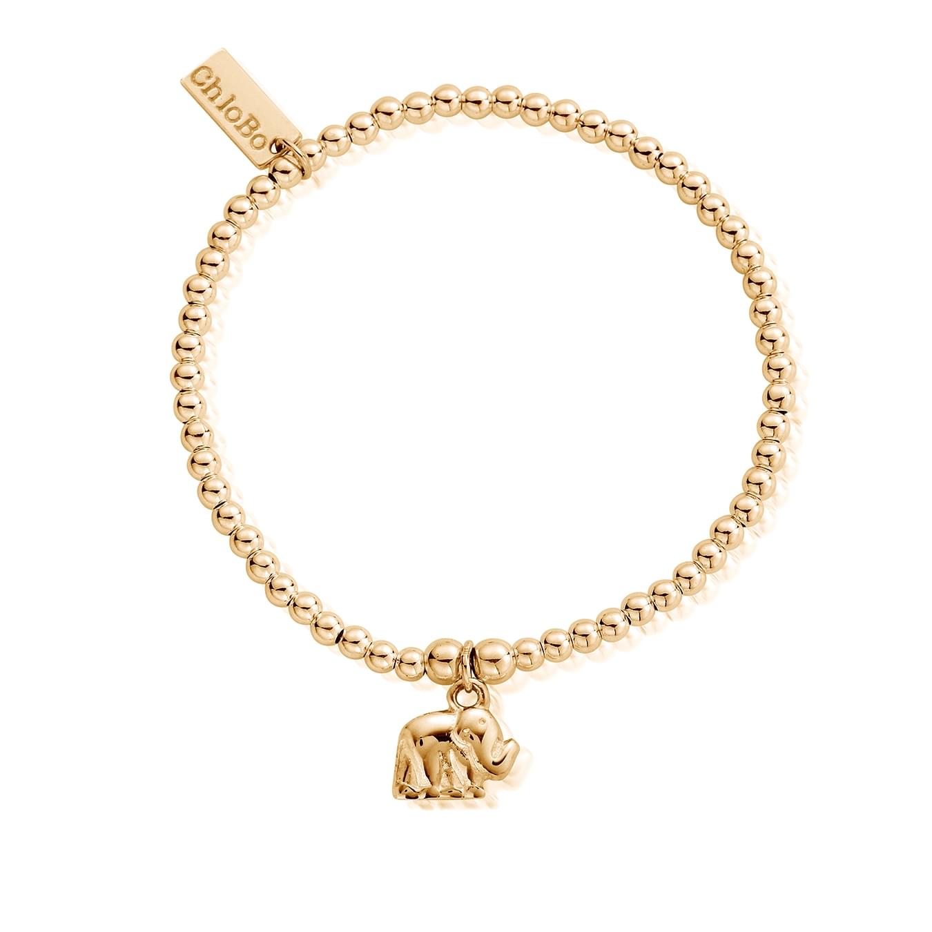 ChloBo Sterling Silver Gold Plated Cute Charm Elephant Bracelet CBO-209 Image 1