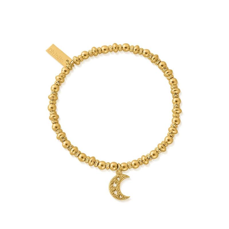 ChloBo Sterling Silver Gold Plated Didi Sparkle Starry Moon Bracelet CBO-056 Image 1