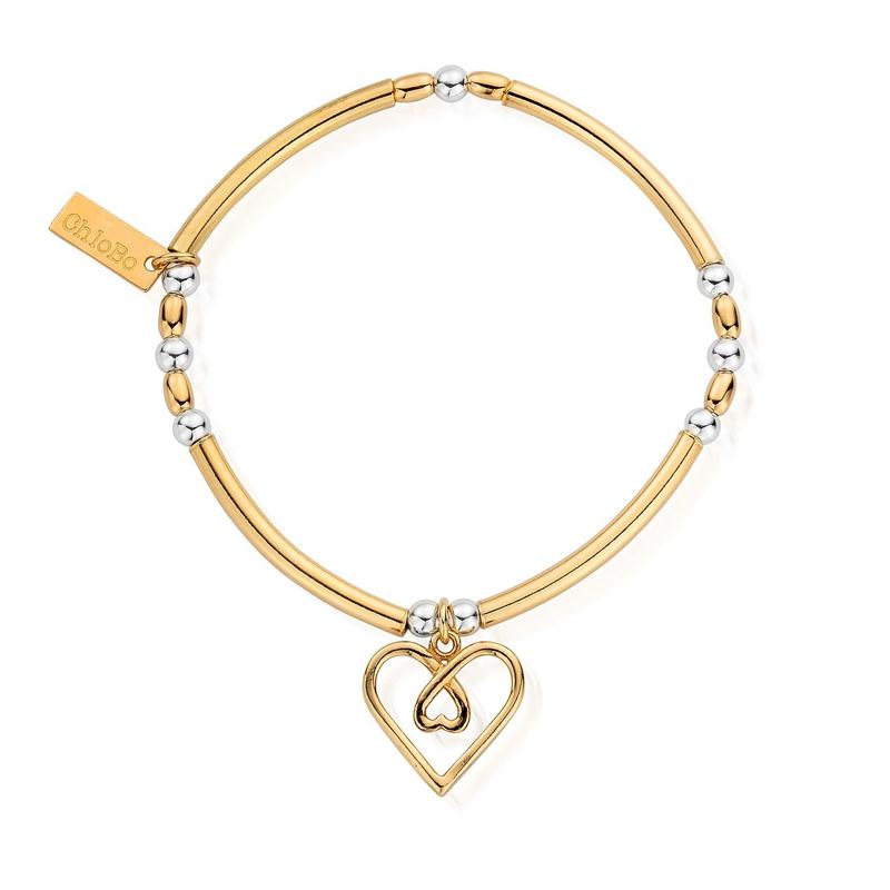 ChloBo Sterling Silver Gold Plated Divine Love Heart Bracelet CBO-083 Image 1