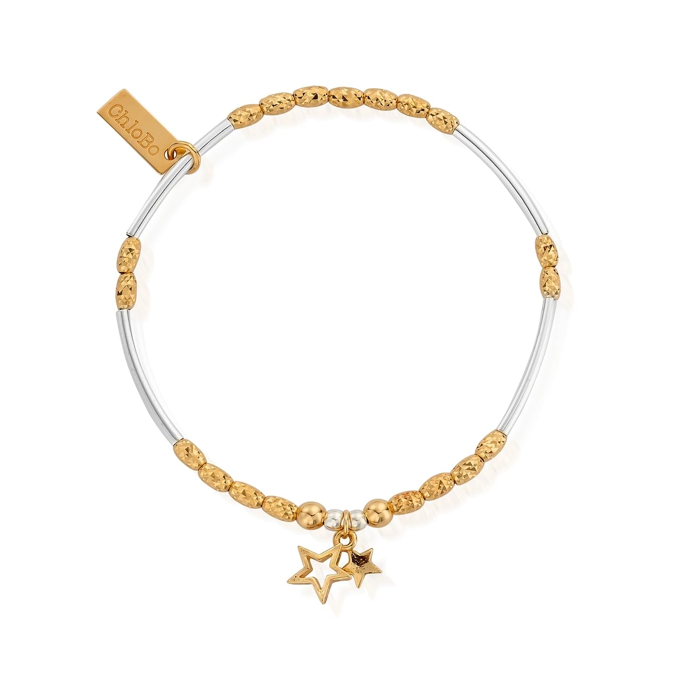 ChloBo Sterling Silver Gold Plated Double Star Bracelet CBO-184 Image 1