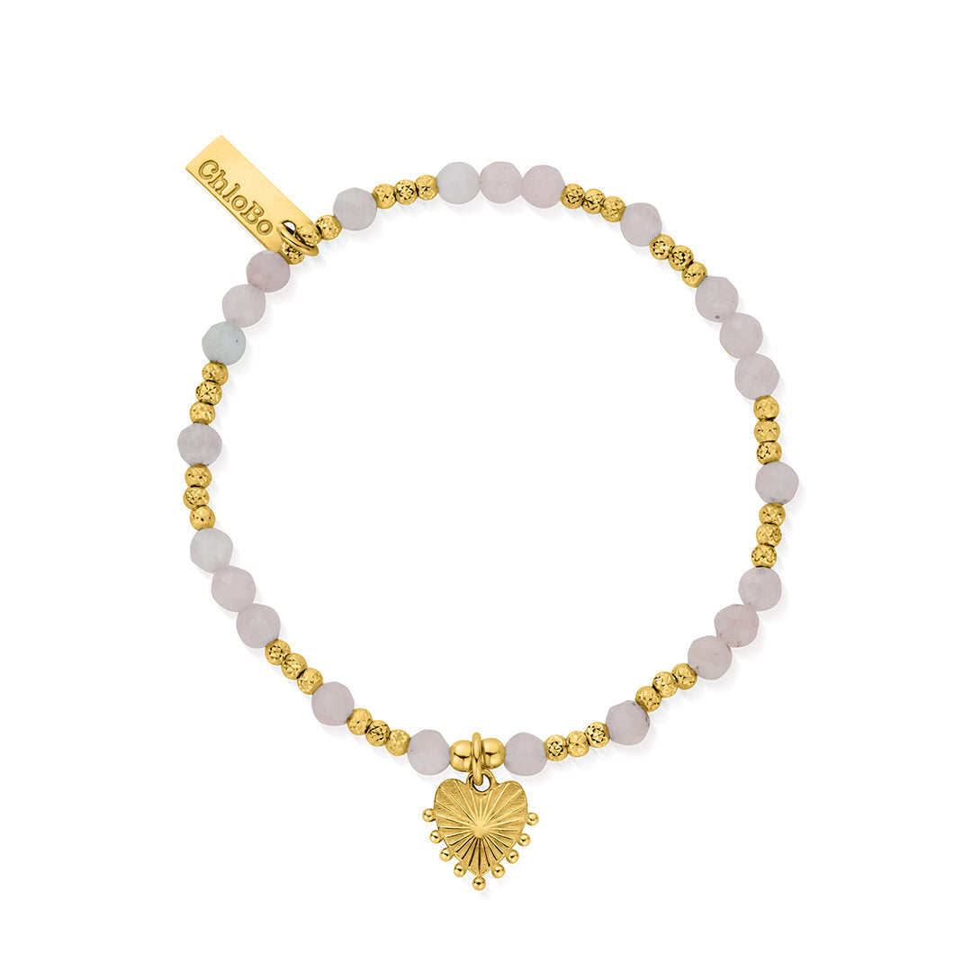 ChloBo Sterling Silver Gold Plated Glowing Beauty Rose Quartz Bracelet CBO-114 Image 1