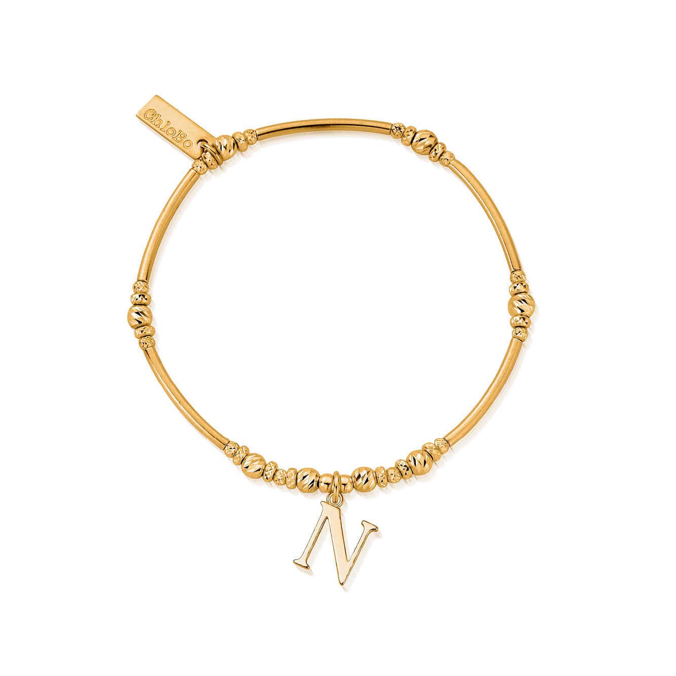 ChloBo Sterling Silver Gold Plated Initial Bracelet N CBO-343 Image 1