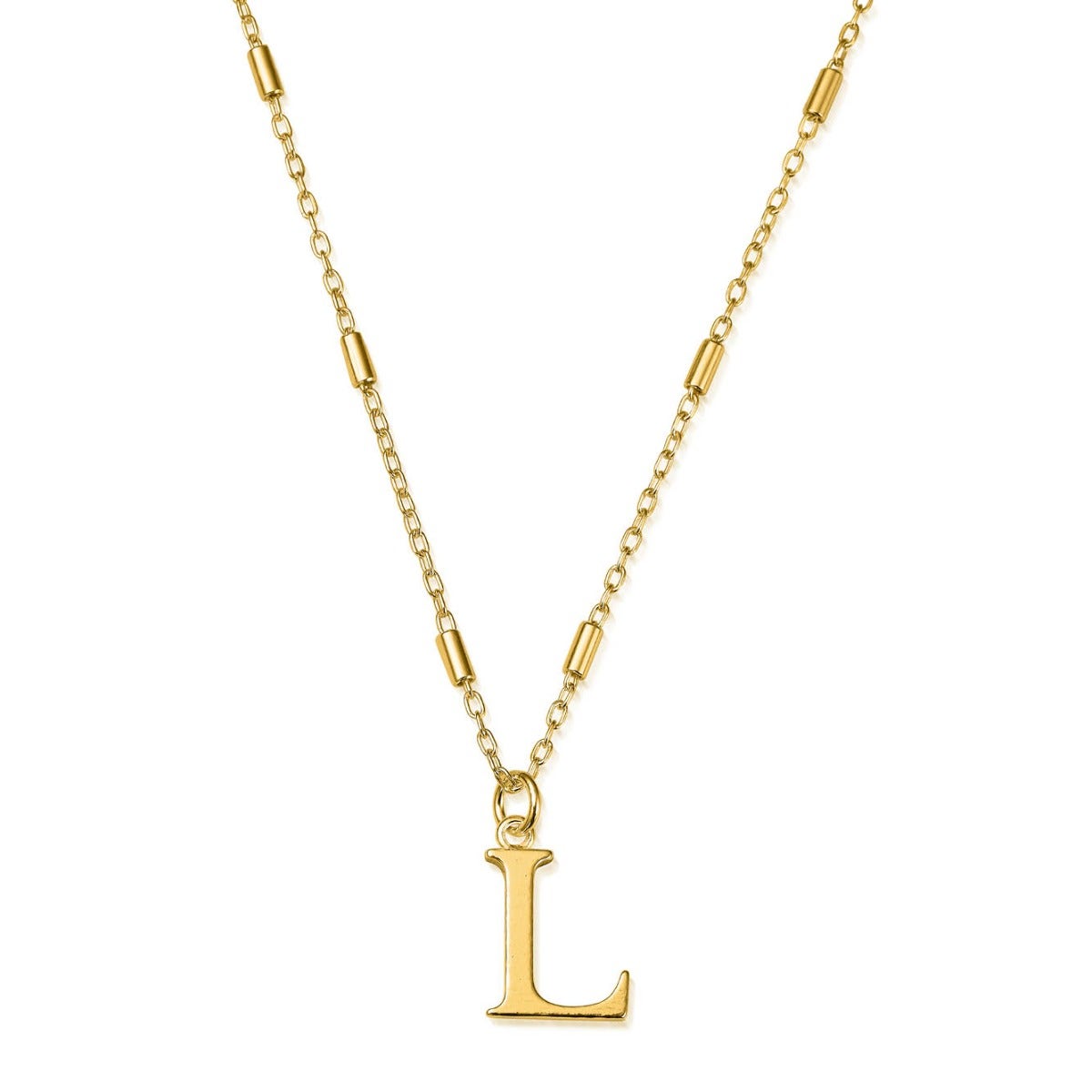 ChloBo Sterling Silver Gold Plated Initial Necklace L CBO-289 Image 1