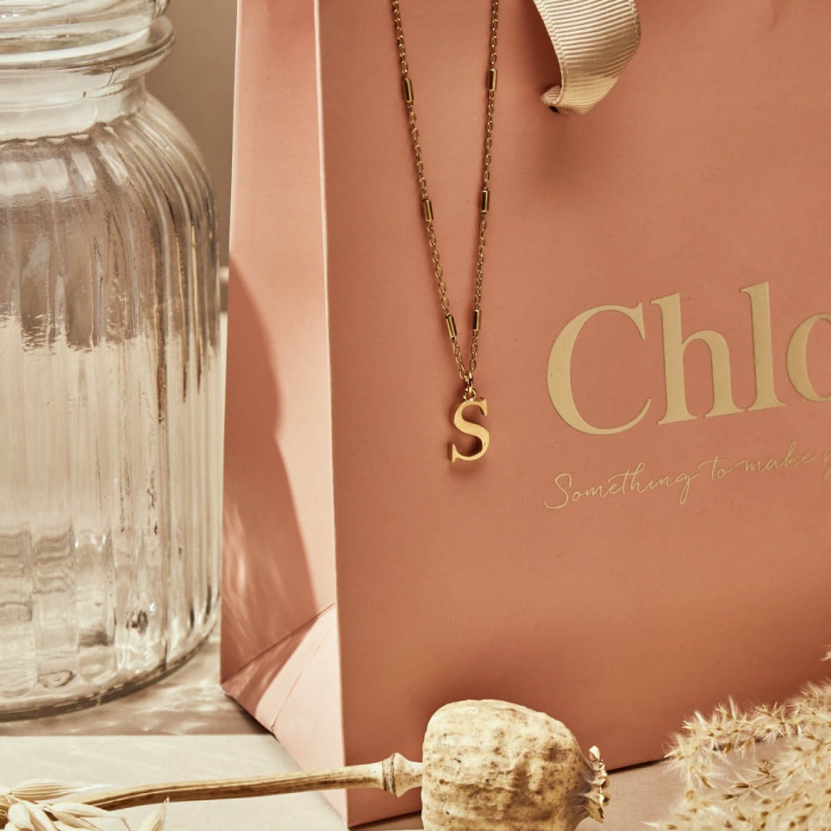 ChloBo Sterling Silver Gold Plated Initial Necklace S CBO-296 Image 3