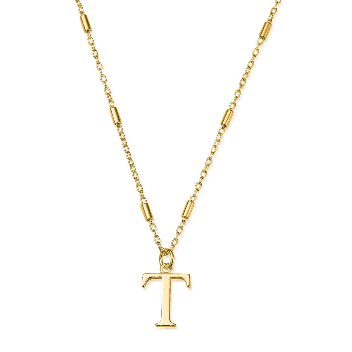 ChloBo Sterling Silver Gold Plated Initial Necklace T CBO-297 Image 1