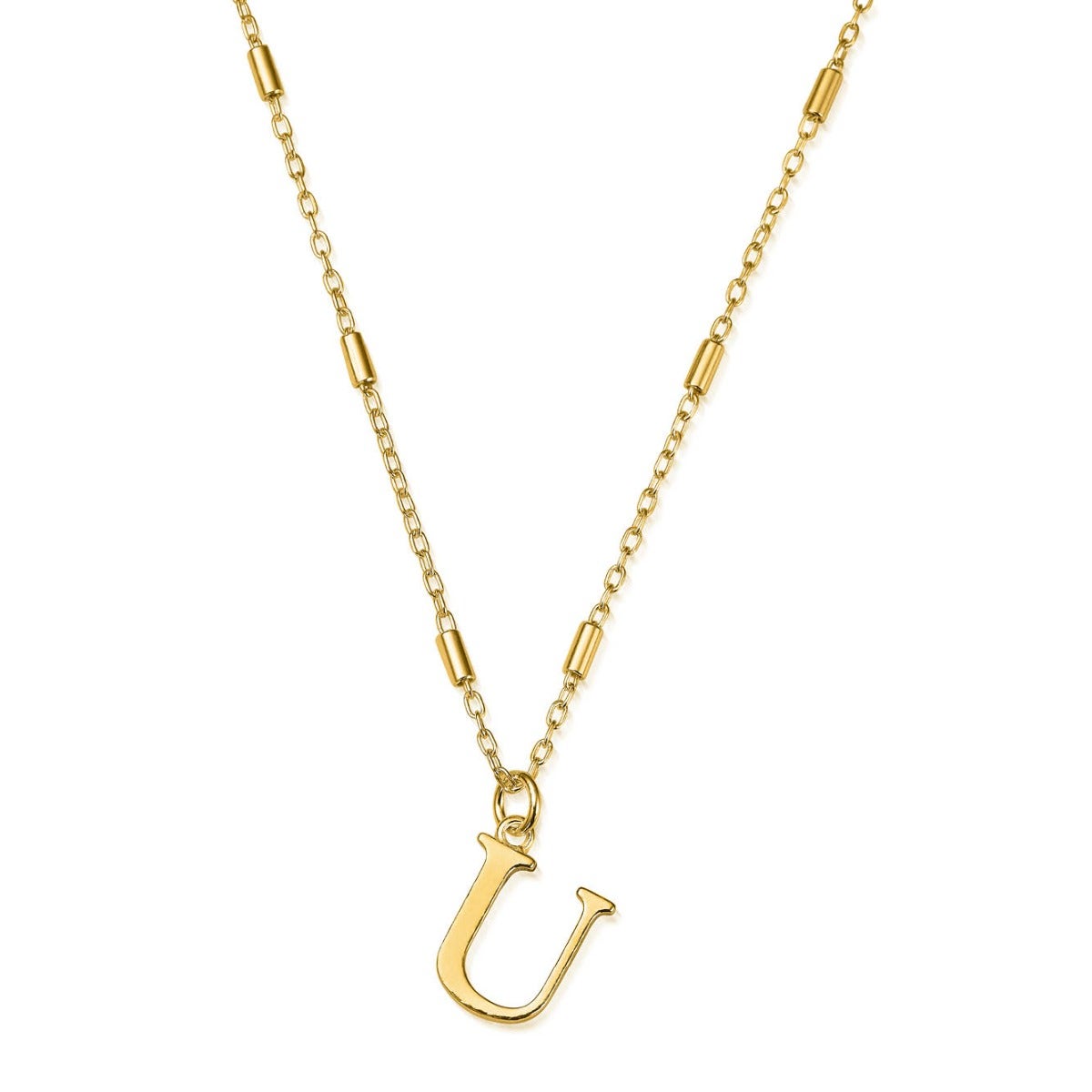ChloBo Sterling Silver Gold Plated Initial Necklace U CBO-298 Image 1